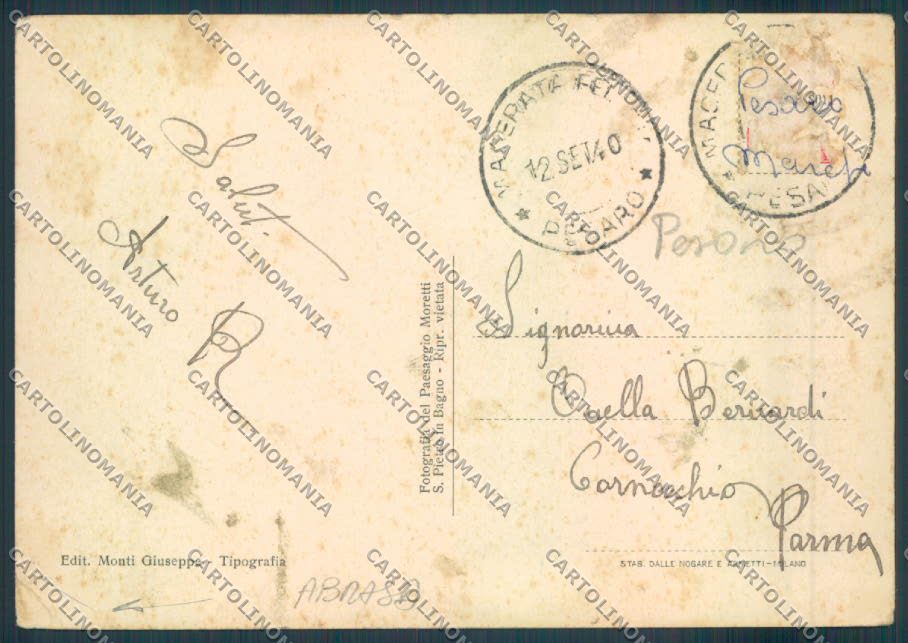 Pesaro Macerata Feltria ABRASA FG cartolina ZF7385 – retro