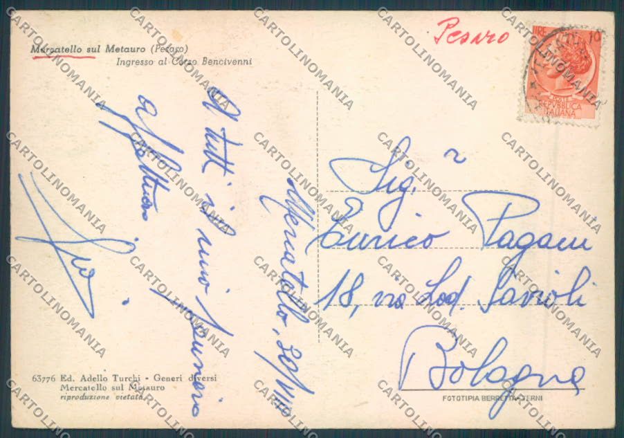 Pesaro Mercatello sul Metauro FG cartolina ZF7391 – retro