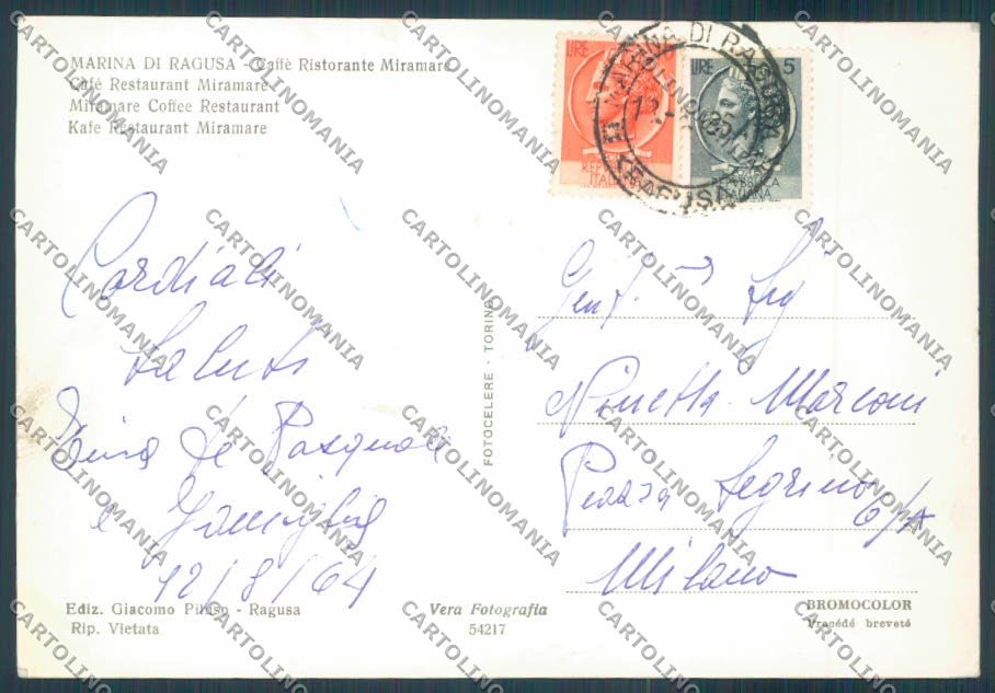 Ragusa Marina di Foto FG cartolina ZF7429 – retro