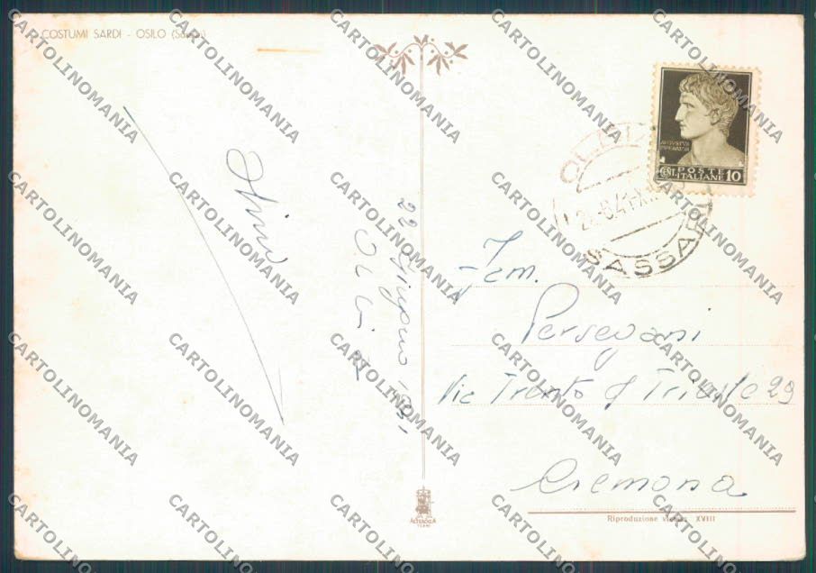 Sassari Osilo Costumi FG cartolina ZF7601 – retro
