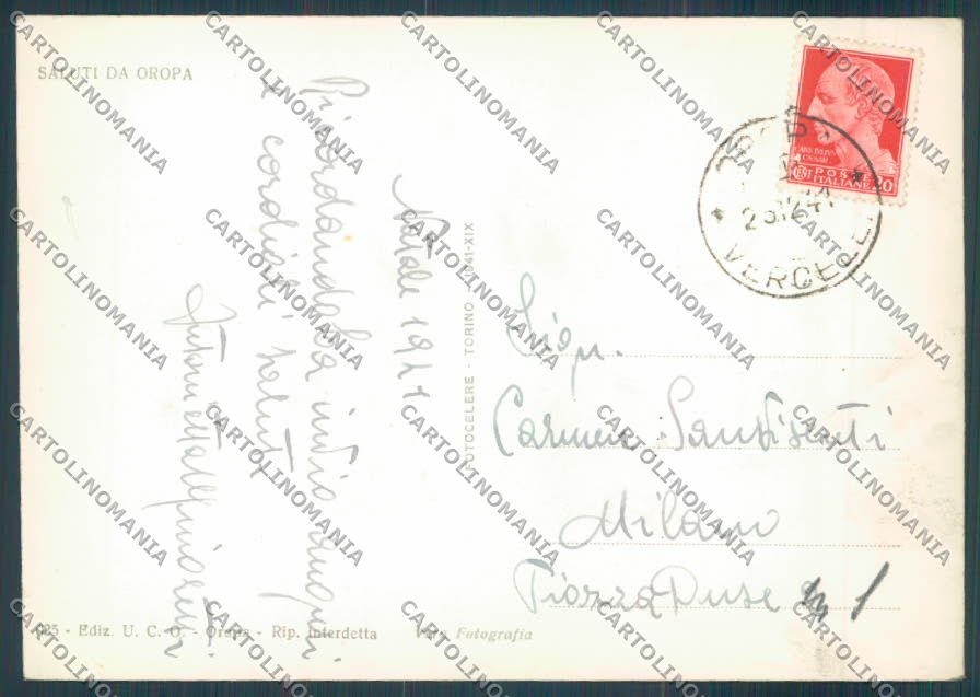 Vercelli Oropa Sci Foto FG cartolina ZF7614 – retro