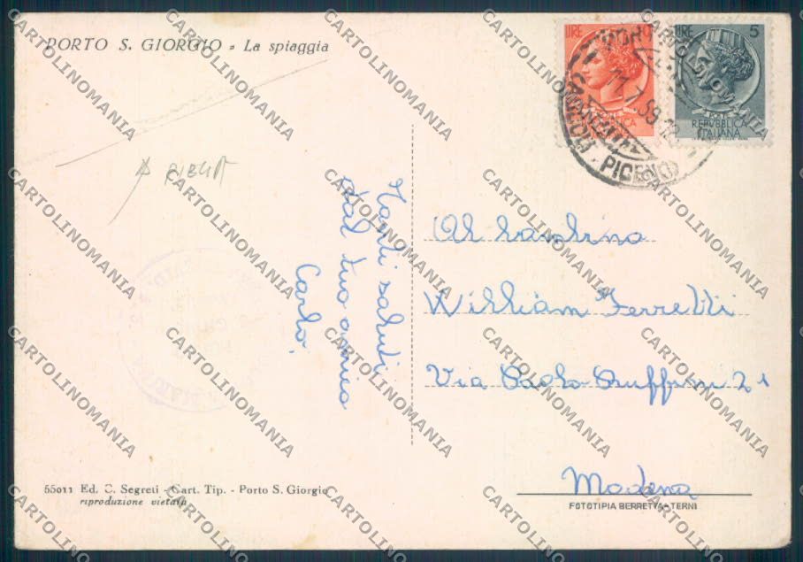Ascoli Piceno Porto San Giorgio PIEGA FG cartolina ZF7646 – retro
