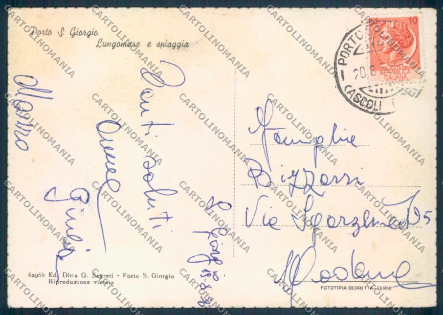 Ascoli Piceno Porto San Giorgio FG cartolina ZF7651 – retro