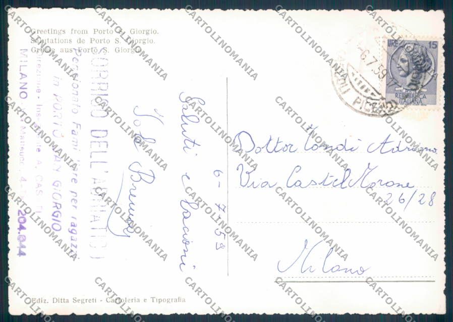 Ascoli Piceno Porto San Giorgio Saluti da Foto FG cartolina ZF7672 – retro