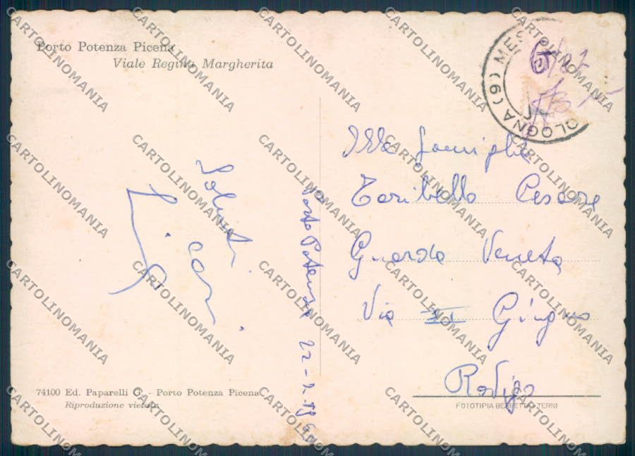 Macerata Porto Potenza Picena Poste FG cartolina ZF7697 – retro
