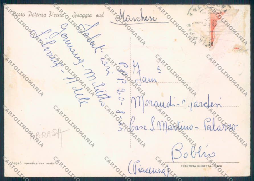 Macerata Porto Potenza Picena ABRASA FG cartolina ZF7698 – retro