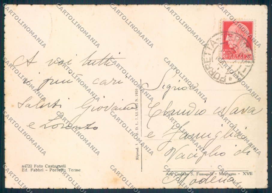 Bologna Porretta Terme FG cartolina ZF7741 – retro