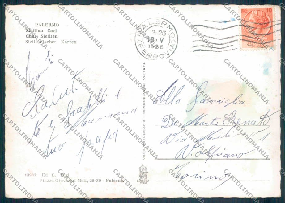 Palermo Città Carro Siciliani Foto FG cartolina ZF7806 – retro