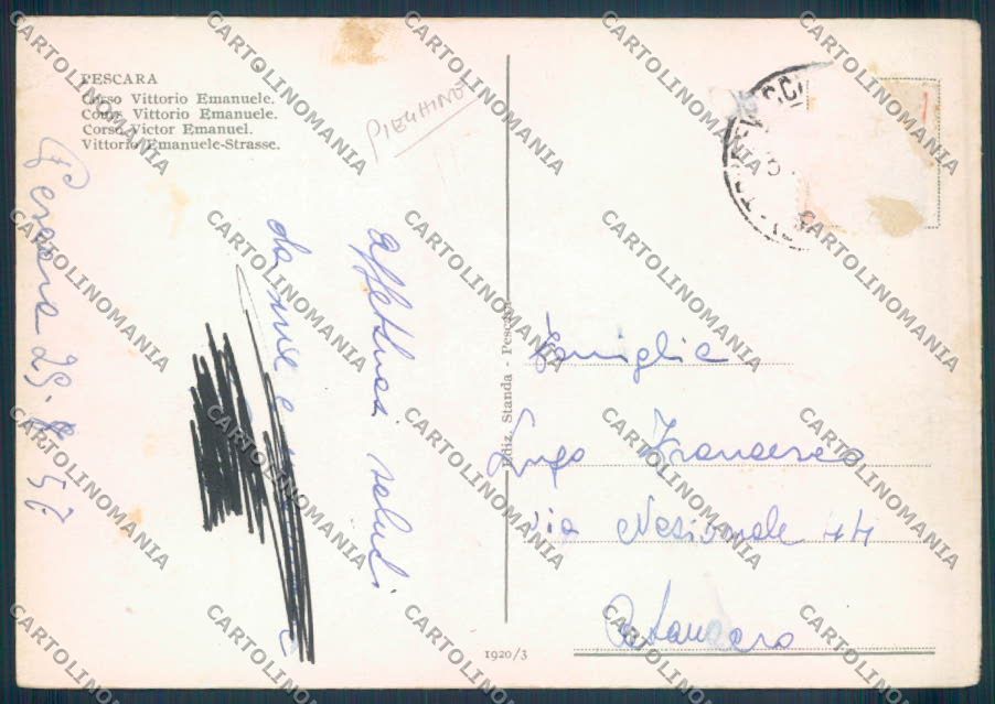 Pescara Città PIEGHINE FG cartolina ZF7831 – retro