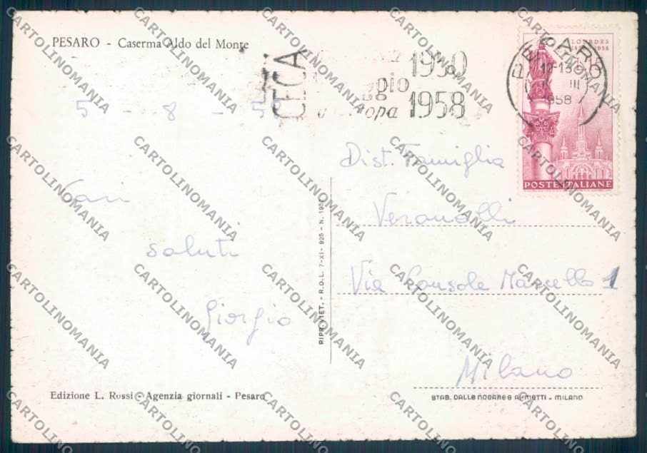 Pesaro Città Caserma FG cartolina ZF7871 – retro