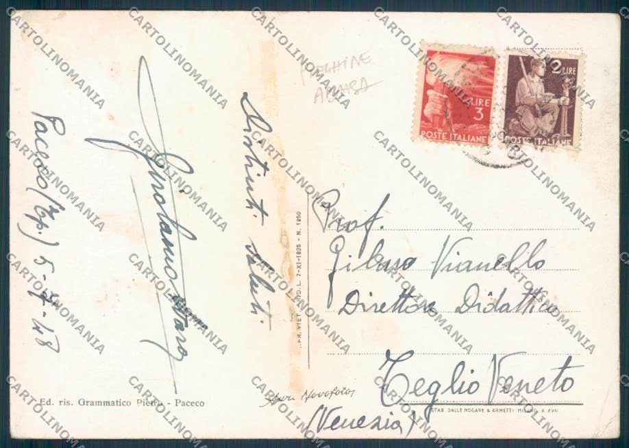 Trapani Paceco Scuola PIEGHINE ABRASA FG cartolina ZF7983 – retro