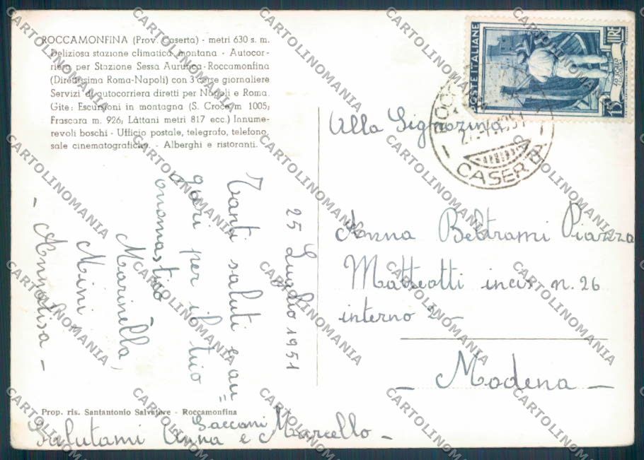 Caserta Roccamonfina Foto FG cartolina ZF8115 – retro