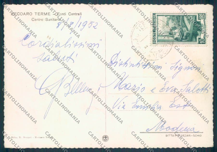 Vicenza Recoaro Terme FG cartolina ZF8116 – retro