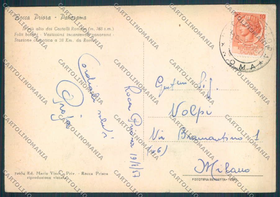 Roma Rocca Priora FG cartolina ZF8160 – retro