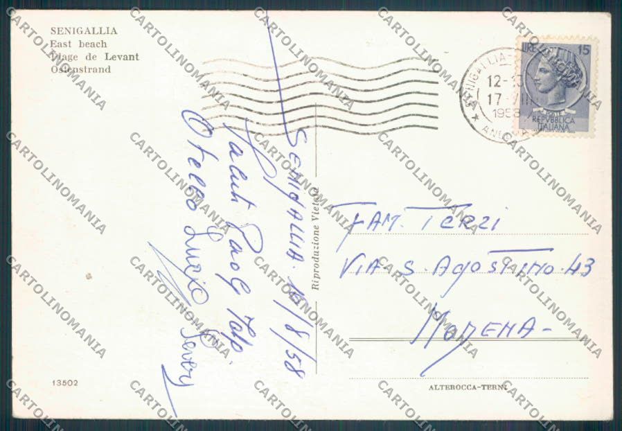 Ancona Senigallia FG cartolina ZF8180 – retro