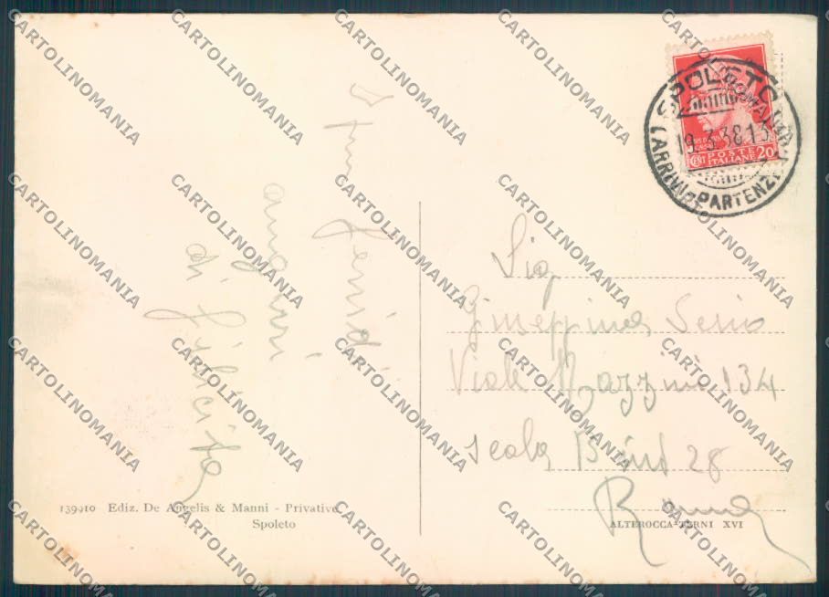 Perugia Spoleto Caserma FG cartolina ZF8327 – retro