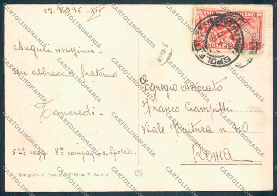 Perugia Spoleto Garibaldi FG cartolina ZF8328 – retro