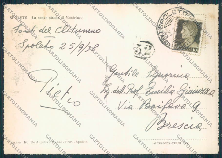 Perugia Spoleto ABRASA TRACCE UMIDO Foto FG cartolina ZF8348 – retro