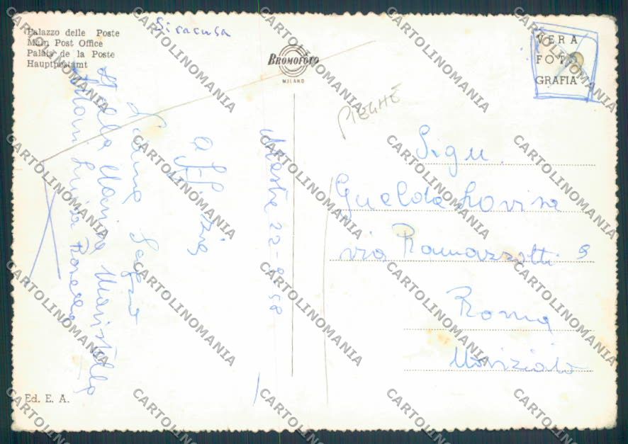 Siracusa Città Posta PIEGHE Foto FG cartolina ZF8395 – retro