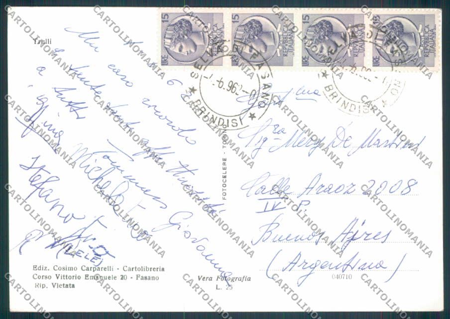 Brindisi Selva di Fasano Foto FG cartolina ZF8430 – retro