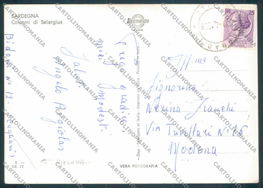 Cagliari Selargius Costumi Sardi PIEGHINA Foto FG cartolina ZF8435 – retro