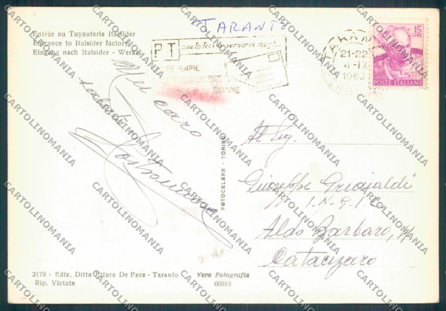 Taranto Città Foto FG cartolina ZF8523 – retro