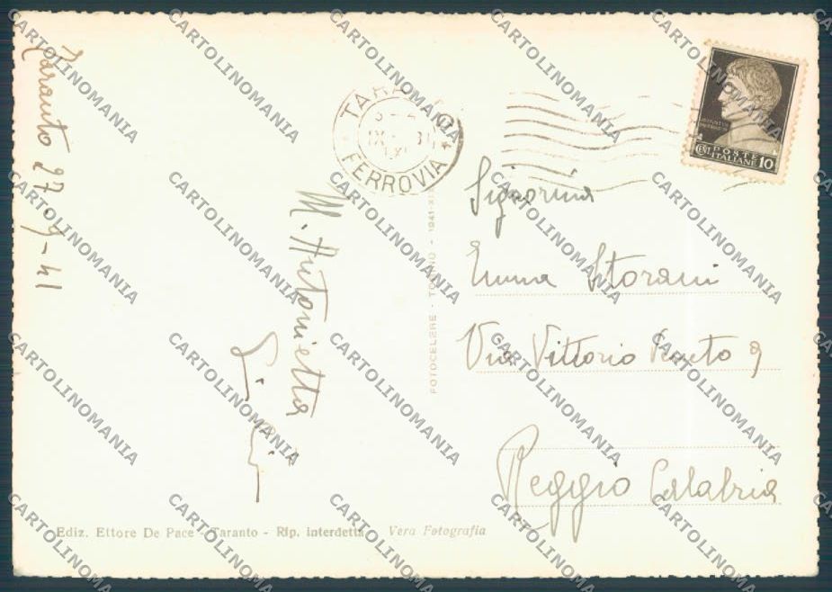 Taranto Città Posta Foto FG cartolina ZF8532 – retro