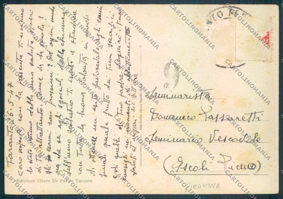 Taranto Città Nave PIEGHINA FG cartolina ZF8542 – retro