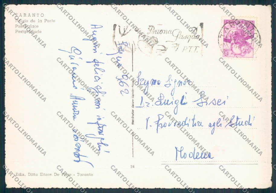 Taranto Città Posta FG cartolina ZF8544 – retro
