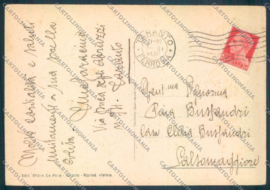 Taranto Città Posta FG cartolina ZF8549 – retro