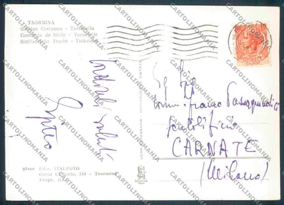 Messina Taormina Costumi Siciliani Foto FG cartolina ZF8614 – retro