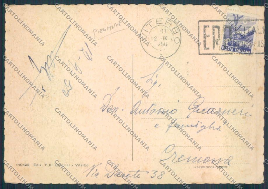 Viterbo Città PIEGHINE FG cartolina ZF8662 – retro
