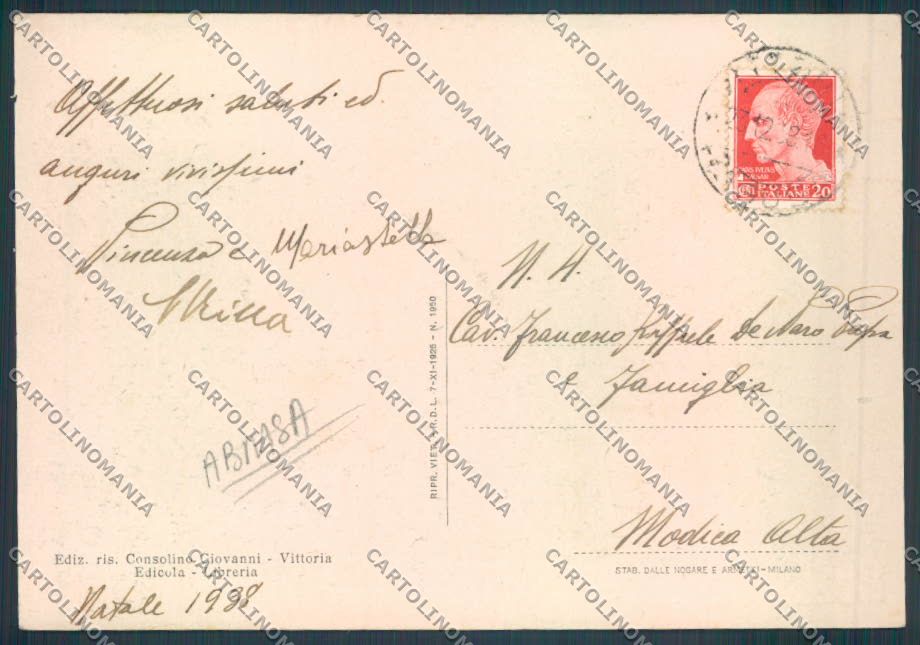 Palermo Vittoria ABRASA FG cartolina ZF8693 – retro
