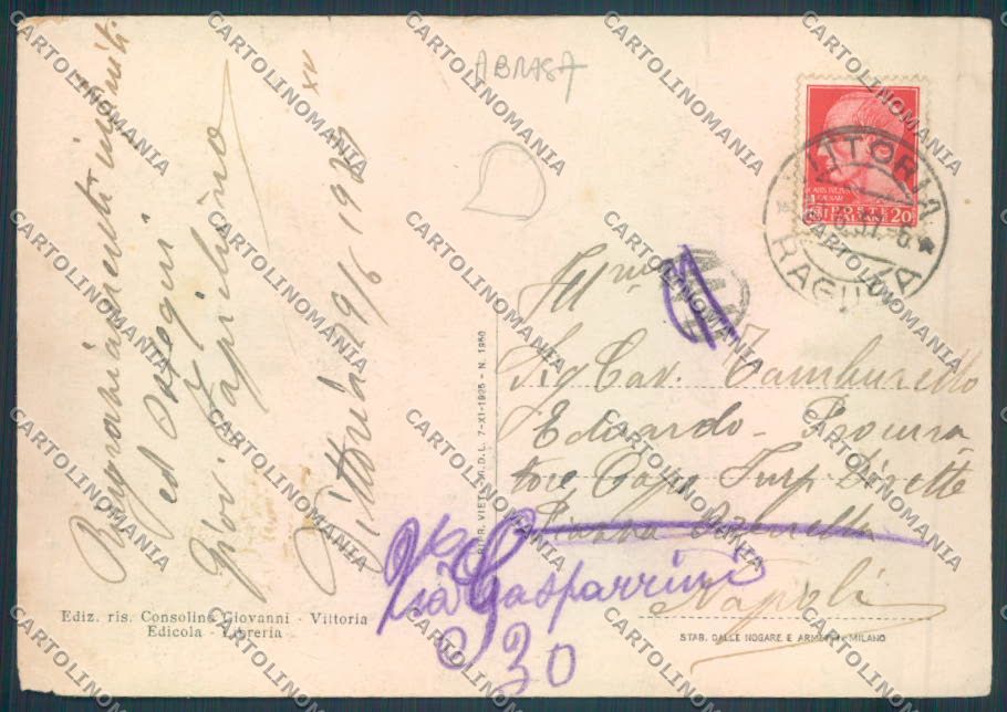 Palermo Vittoria ABRASA FG cartolina ZF8695 – retro