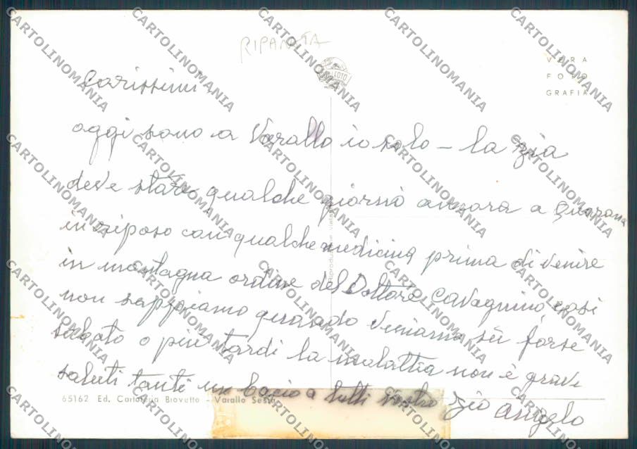 Vercelli Varallo RIPARATA Foto FG cartolina ZF8721 – retro