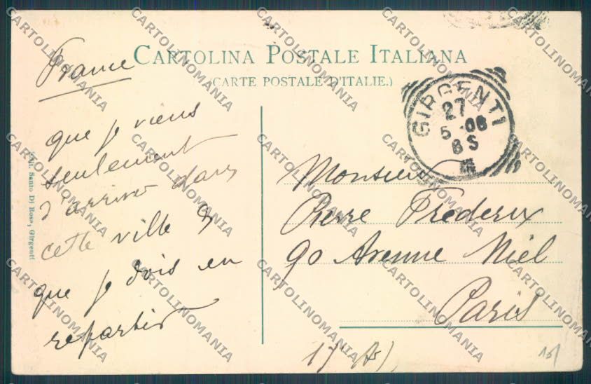 Agrigento Girgenti SCOLLATA cartolina ZG0029 – retro