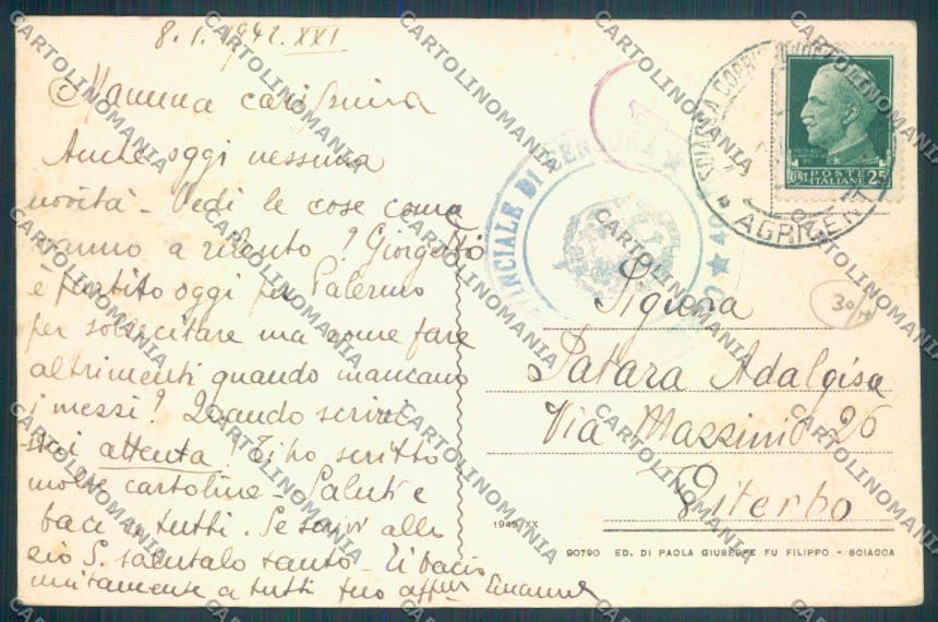 Agrigento Sciacca cartolina ZG0062 – retro