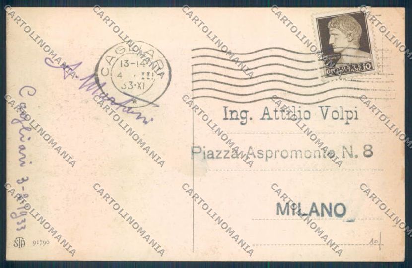 Cagliari città Palazzo Comunale cartolina ZG0095 – retro