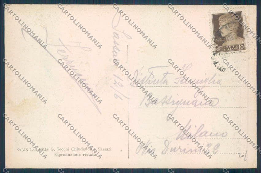Sassari città Piazza Castello cartolina ZG0236 – retro