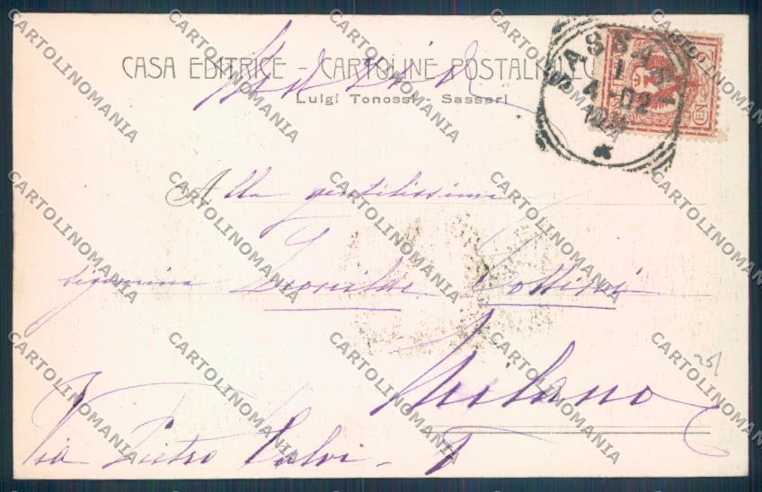 Sassari città Piazza Italia cartolina ZG0249 – retro