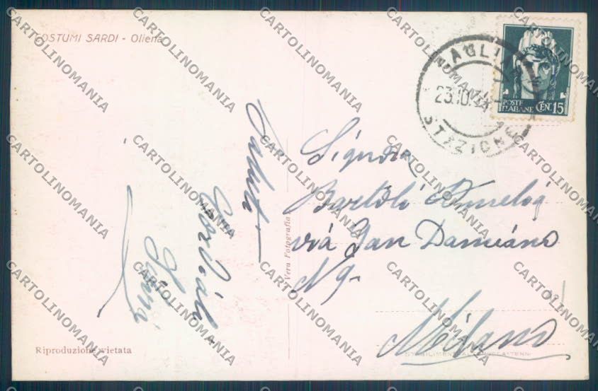 Nuoro Costumi Sardi Oliena Foto cartolina ZG0373 – retro