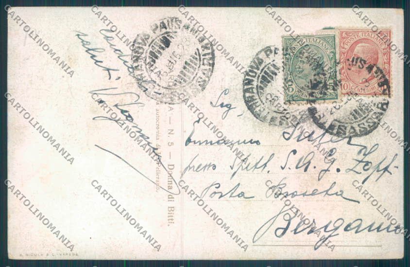 Nuoro Costumi Sardi Bitti cartolina ZG0497 – retro