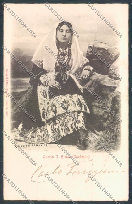 Cagliari Costumi Sardi Quartu Sant'Elena PIEGA cartolina ZG0700 – fronte