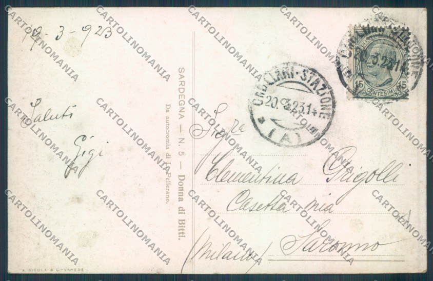 Nuoro Costumi Sardi Bitti cartolina ZG0730 – retro