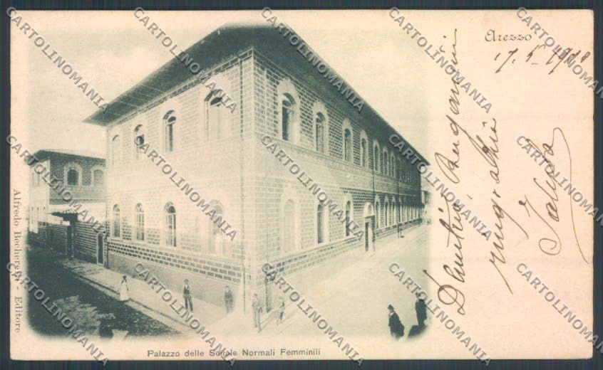 Arezzo città Scuole RIFILATA cartolina ZG0849 – fronte