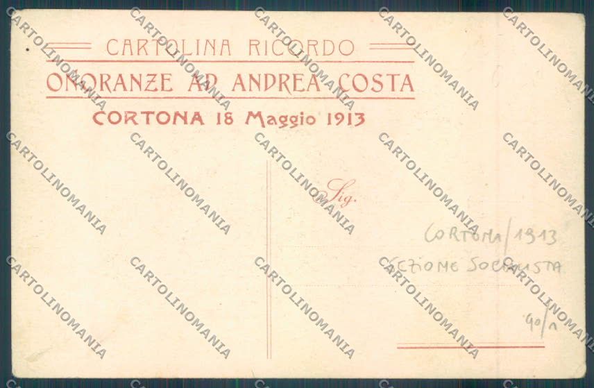 Arezzo Cortona Andrea Costa Sezione Socialista Politica cartolina ZG0918 – retro