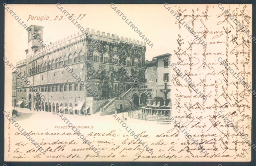 Perugia città Palazzo Municipale cartolina ZG0973 – fronte