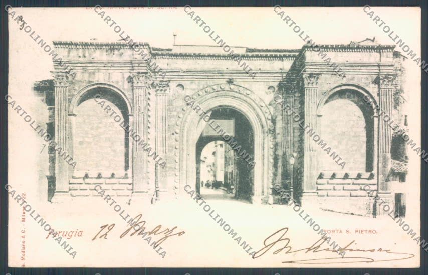 Perugia città Porta San Pietro cartolina ZG0975 – fronte