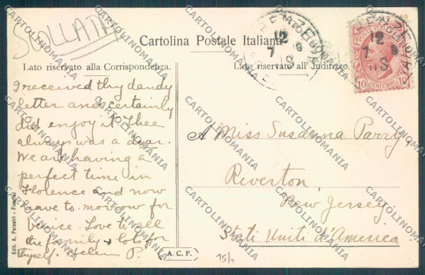 Firenze Fiesole Villa Stefanelli SCOLLATA cartolina ZG1118 – retro