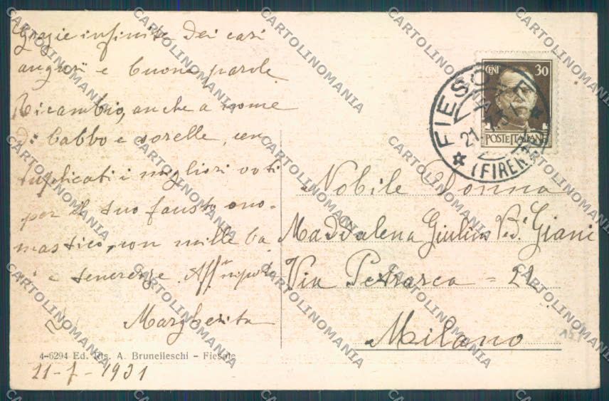 Firenze Fiesole cartolina ZG1127 – retro